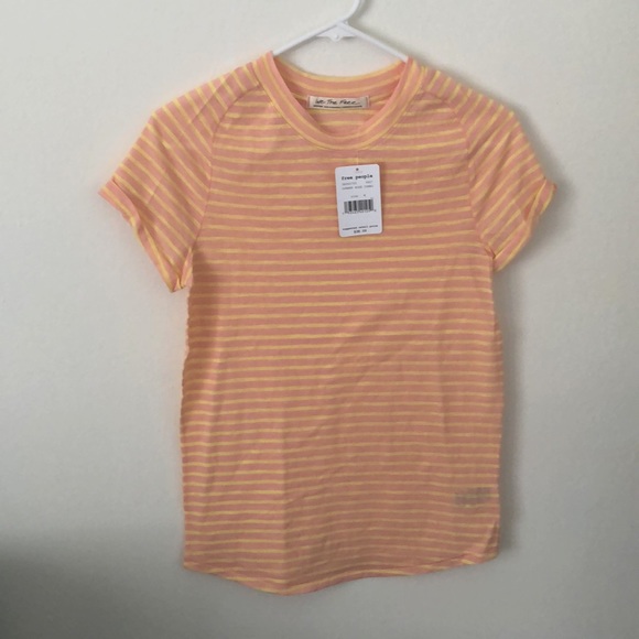 NWT Free People Night Sky Striped Short Sleeve Tee in Summer Rose. Size Medium. - Picture 1 of 6